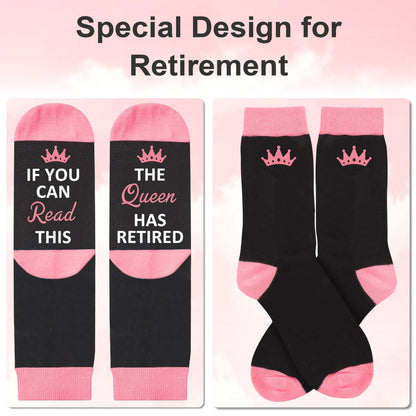 Juesly Retirement Gifts for Women, Funny Socks Retirement Gifts for Woman Box Ready for Present