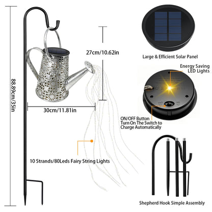 VOOKRY Solar Watering Can Lights, Large Retro Metal Hanging Solar Lights Outdoor Waterproof, Gifts for Women Mom Grandma Birthday, Outside Yard Garden Porch Lawn Patio Decoration, Warm White