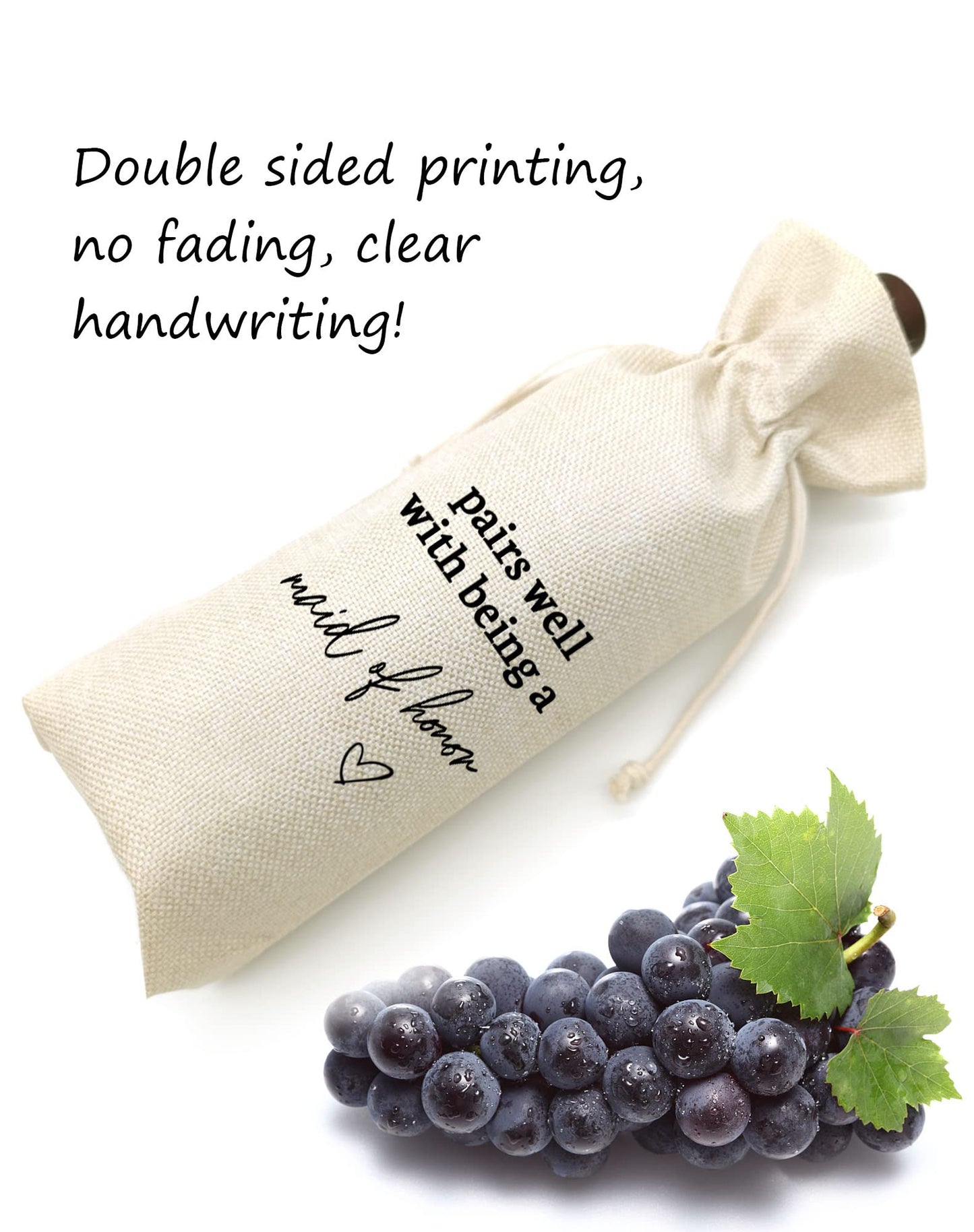 Maid Of Honor Wine Bag, Gift for Bridesmaid, Wedding Wine Bag Gift, Bridal Shower, Engagement, Bachelorette Party Favor-Pairs Well with Maid of Honor