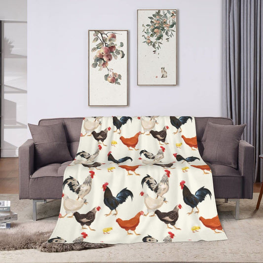Chicken Gifts for Women, Cute Chicken Blanket for Adults, Soft Fuzzy Plush Throw Mom Blanket, Chickens Decor with Rooster Design, Gifts for Mothers Day White Elephant, 50 x 60 Inches