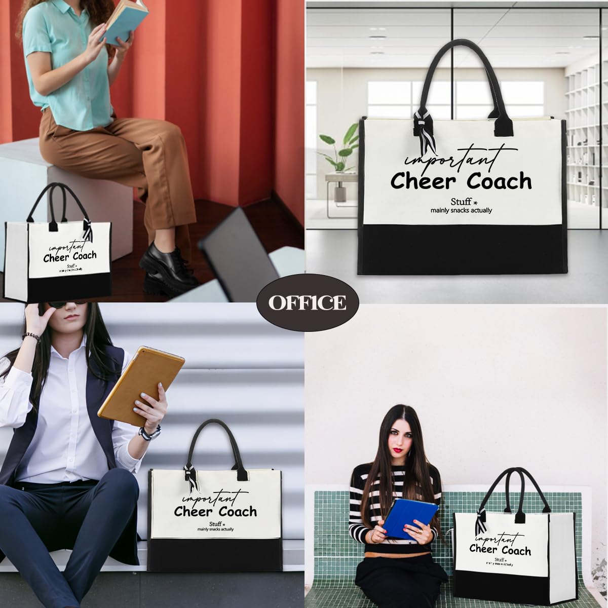 Professional Title Tote Bags for Women Important Stuff Tote Bag for Work Office Commuting
