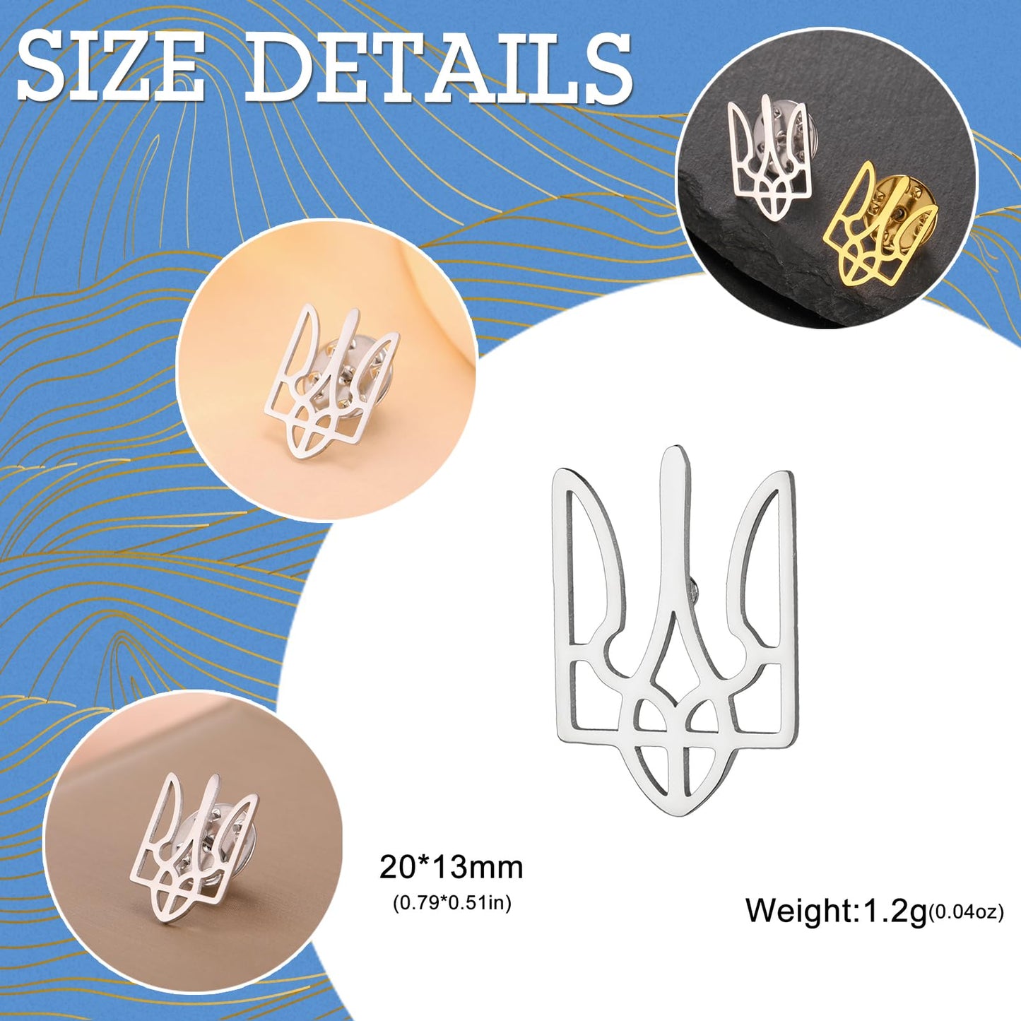 Dreamtimes Ukrainian Symbol Brooch pins Ukrainian Coat of Arms Lapel Pin for Men Women Ukraine Trident Inspired Jewelry Ukraine Remembrance Pin Patriotic Gift
