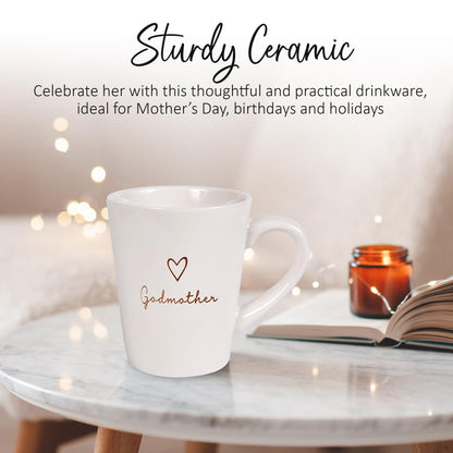 Pavilion Godmother Coffee Mug - Stoneware Coffee Cups for Aunts - Ideal for Daily Use with "Godmother" Text Design - Microwave & Dishwasher Compatible - Cream, 15 oz