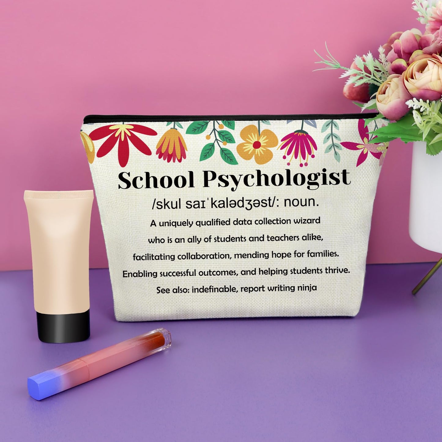 School Psychologist Gift for Women Makeup Bag Psychology Gifts for Daughter Sister Best Friend Thank You Gifts for Psychiatrist Student Cosmetic Bag Mental Health Gift for Her Travel Pouch