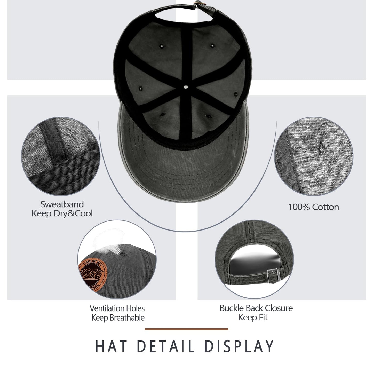 70th Birthday Gifts for Men 70th Birthday Decorations Men 70 Year Old Gifts Ideas Man 100% Cotton 1956 Hat