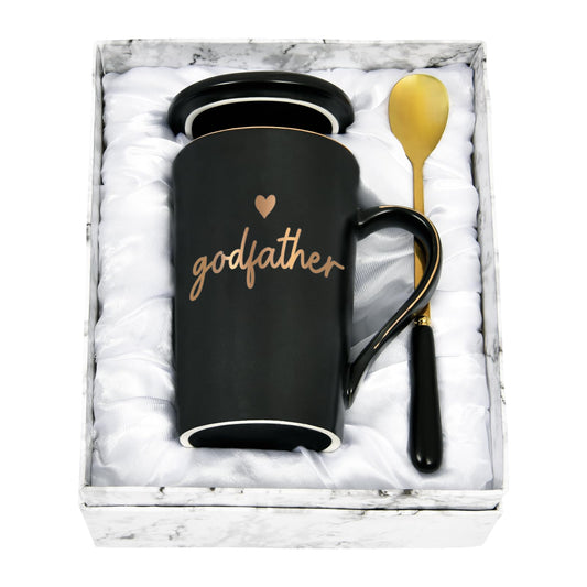 YHRJWN Godfather Gift, Godfather Proposal Gifts, Pregnancy Announcement Baptism Birthday Father's Day Christmas Presents, 14 Oz with Gift Box Black