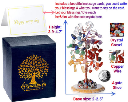 QINJIEJIE Chakra Crystal Tree Natural Tree of Life Money Tree for Desk Decor 7 Chakra Stone for Positive Energy Gemstone Crystal Decor Birthday Gifts Spiritual Gifts for Women Mom