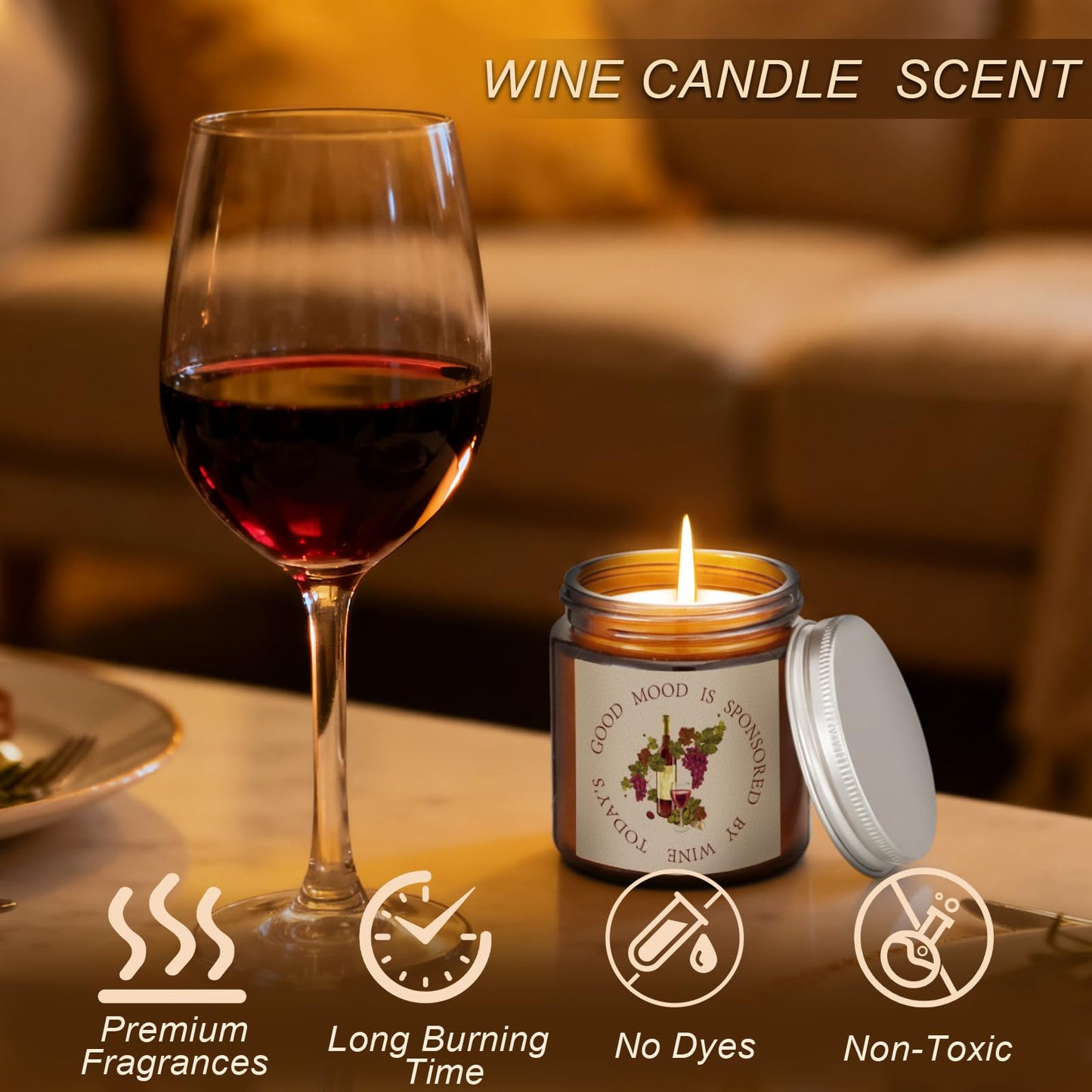 Sieral 7 Pack Funny Wine Mother's Day Gifts Set Include Stainless Steel Tumbler Scented Candle Kitchen Towel Crew Sock Makeup Bag Raffia Gift Box for Wine Lover Mom Sister Friends Coworker