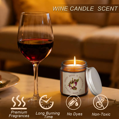 Sieral 7 Pack Funny Wine Mother's Day Gifts Set Include Stainless Steel Tumbler Scented Candle Kitchen Towel Crew Sock Makeup Bag Raffia Gift Box for Wine Lover Mom Sister Friends Coworker