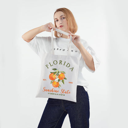 PWHAOO Florida State Flower Tote Bag Florida Est 1845 Sunshine State Tote Bag Florida Orange Blossom Gift