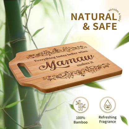 AceThrills Mamaw Gifts for Mamaws Birthday Gift - Engraved Bamboo Cutting Board 12.3"L × 8.7"W × 0.4"Th