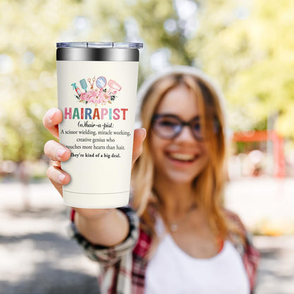 Hair Stylist Gifts - Hairdresser Gifts for Women - Birthday, Appreciation, Christmas Gift for Hairstylist Women - Hairapist Tumbler Cup 20 oz