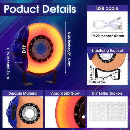 WILLBOND Brake Disc LED Lamp Cool Lamps for Men, Rechargeable Ambient Touch Night Light Unique Gifts for Him Dad Car Lover Fathers Day Birthday Holiday Room Office Home Decor(Blue - Orange Yellow)