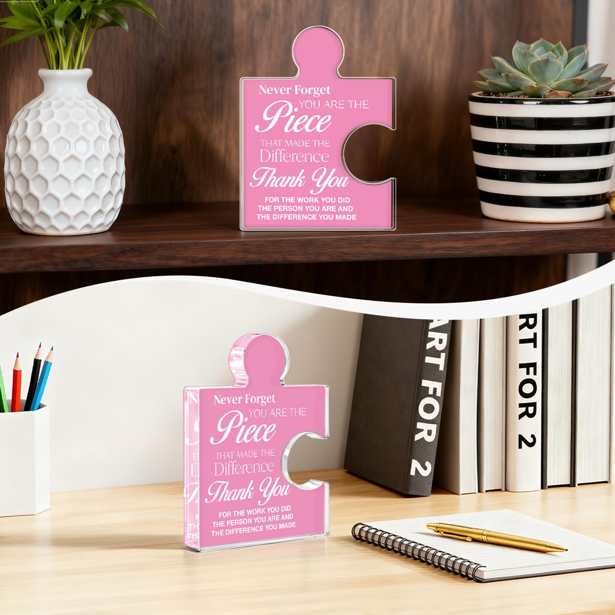 Thank You Appreciation Gifts for Women, Unique Inspirational Spiritual Gifts for Women, Never Forget You Are the Piece That Made the Difference Acrylic Puzzle Piece Plaque Office Decor
