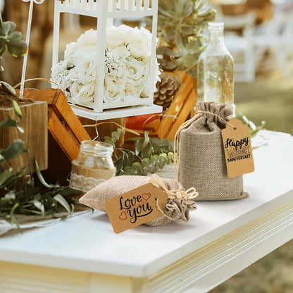 flowsac 25PCS Burlap Gift Bags With Drawstring, 4x6 Small Party Favor Gift Bags, Burlap Linen Sacks Bags for Christmas, Party, Jewelry Pouches, Festival, Birthday, DIY Craft