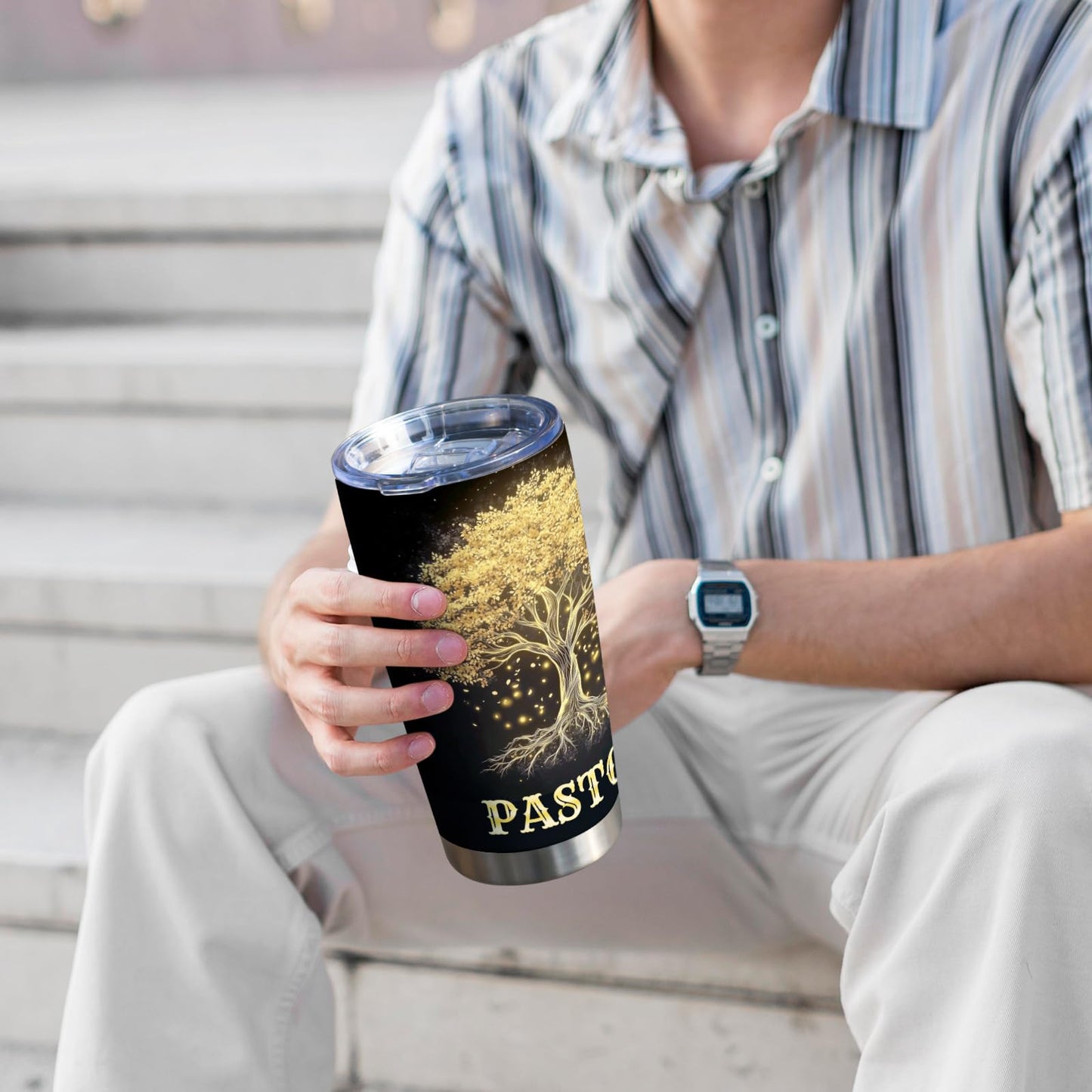 Christian Pastor Appreciation Gift – 20oz Stainless Steel Travel Mug with Lid – Inspirational Coffee Cup for Men or Women – Religious Christmas Gift (Pack of 1)