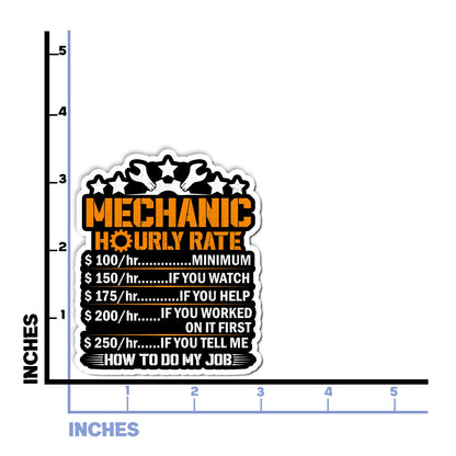 Pack 4PCS Mechanic Hourly Rate Stickers Funny Mechanical Waterproof Vinyl Decal Decor Laptop Phone Case Water Bottle Car Truck Bumper Scrapbook Gifts Birthday Christmas for Adults Men