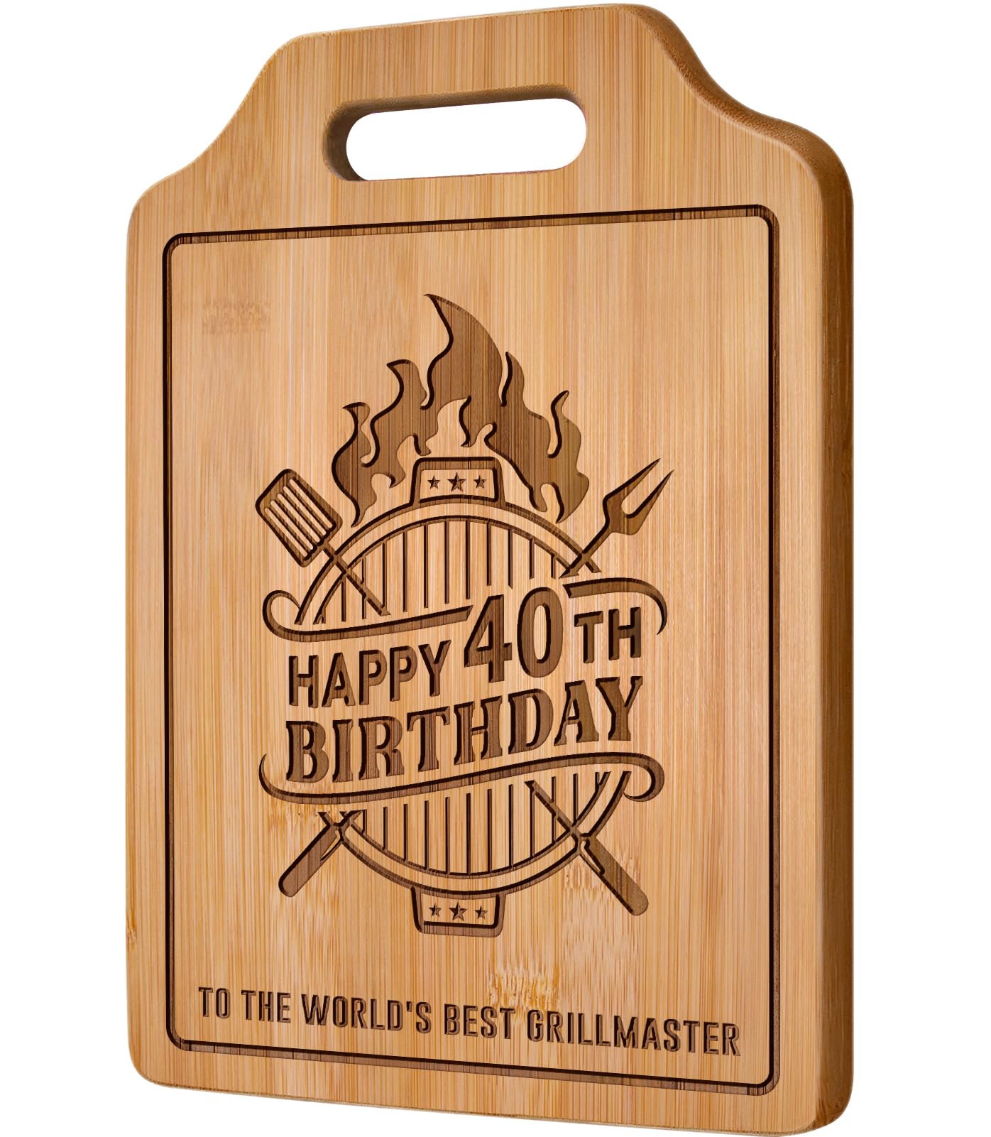 AceThrills 40Th Birthday Decorations for Men, 40Th Birthday Gifts Men - Engraved Bamboo Cutting Board 12.3"L X 8.7"W X 0.4"Th