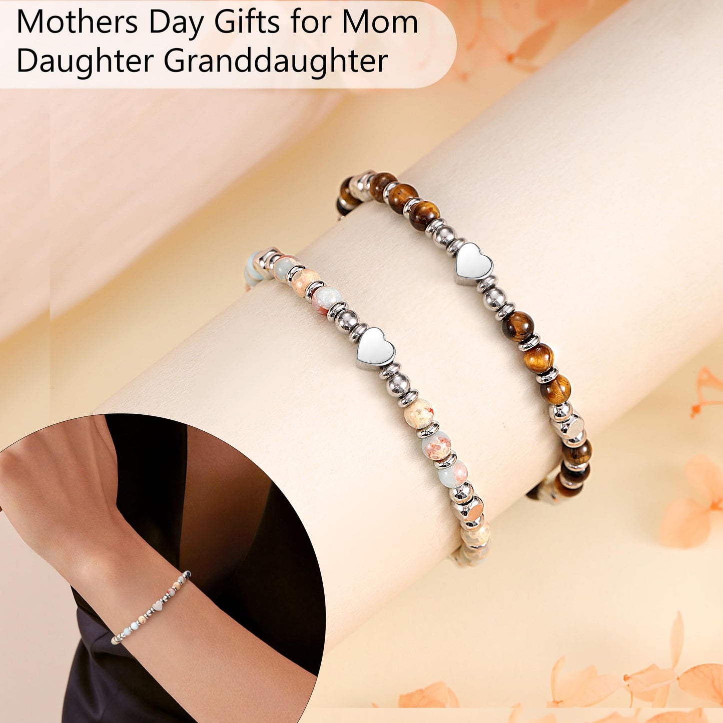 Mothers Day Gifts for Daughter Mom Bracelet, Graduation Gift for Her Granddaughter Gifts from Grandma Bonus Mom Bracelet Jewelry Birthday Gift Sister Easter Stocking Stuffers for Teens Women
