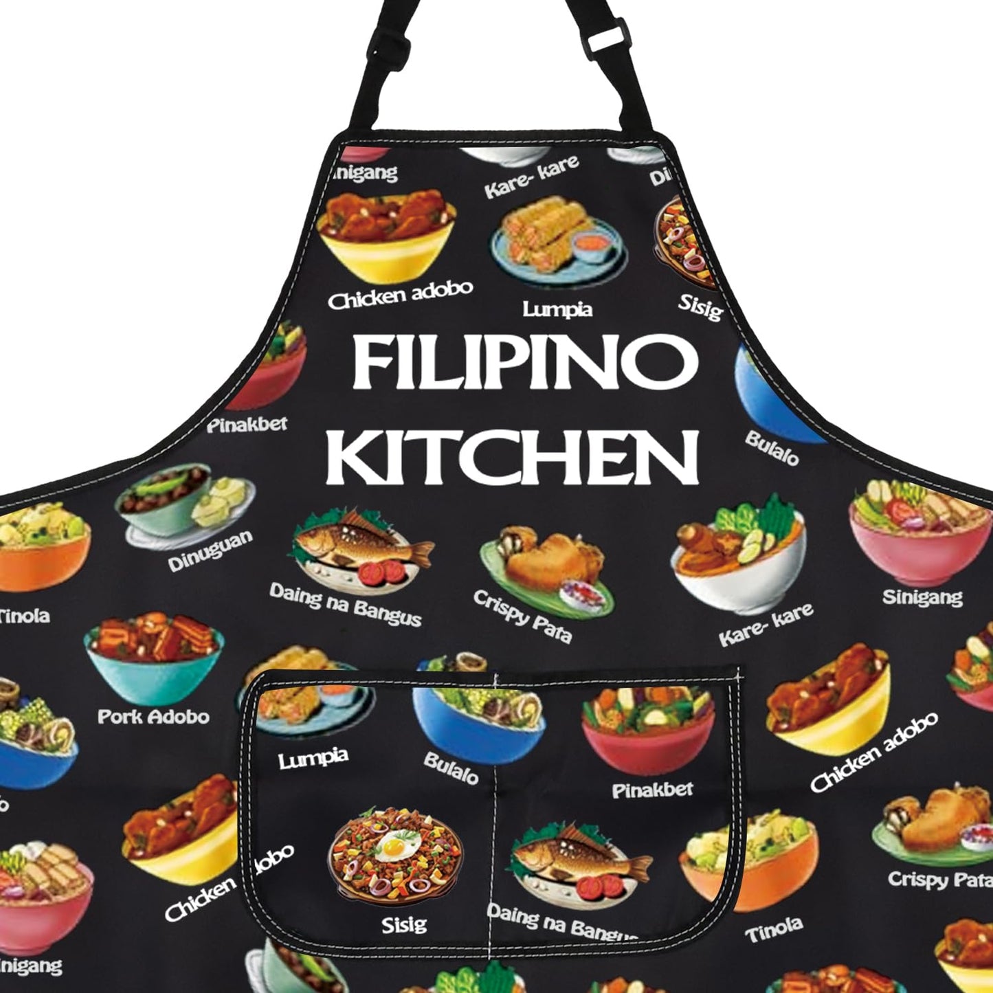 PXTIDY Filipino Food Cooking Apron Filipino Cuisine Gift Philippines Vacation Gift Philippines Kitchen Apron With Pockets