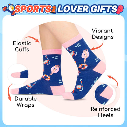 Zmart Funny Socks - Cheerleader Tennis Swimming Hiking Running Gifts for Girls