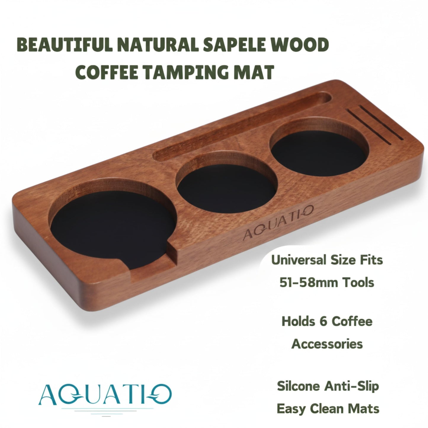 51-58 mm Compact Espresso Tamping Mat - Wooden Coffee Tamping Station - Gift for Espresso Lovers, Accessories for Baristas