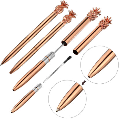 Outus Pineapple Pens Metal Ballpoint Rose Gold Pens for Graduate Back to School Gifts Black Ink Office Supplies Birthday Wedding Baby Shower Presents,1.0 mm(4 Pieces)