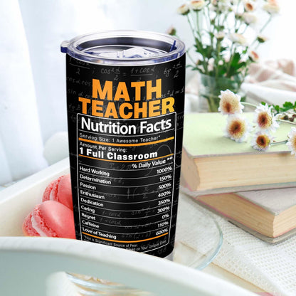 Math Teacher Tumbler - Appreciation & Birthday Gifts, 20oz Coffee Mug