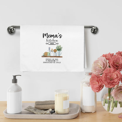 Mema Gifts Gift for Grandma from Grandkids Grandson Granddaughter, Mothers Day Christmas Birthday Towel Gifts for Mema Women, Grandma Mema's Kitchen Dish Hand Tea Towels for Kitchen, 16x24In