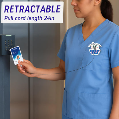Funny Anesthesia Badge Reel – Retractable Cute ID Badge Holder with Alligator Clip for Respiratory Therapist, CRNA, EMT – Throat Goat Appreciation Gift – Nurse Week Accessory