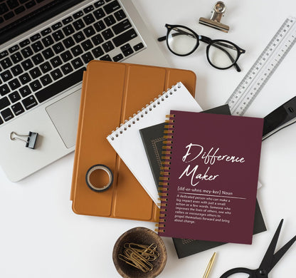 OXW Burgundy Notebooks for Work, Difference Maker Gift Meeting Notebook Journal for Writing, Employee Appreciation Gifts, Thank You Gifts for Women Men Leader Mentor Boss Manager, 5.5"x8.3"