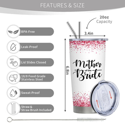 Mother of The Bride Gifts - Wedding Gifts for Bride's Mother From Daughter - Bridal Shower Gift for Mother of The Bride - Engagement Gift for Bride's Mom, 20 oz Insulation Stainless Steel Tumbler