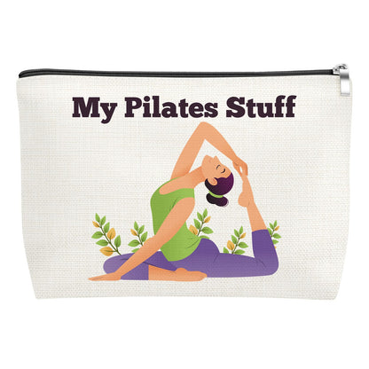 Mxrymvu Pilates Lover Gifts Makeup Bag Pilates Yoga Gifts for Women Yoga Lover Gift for Sister Friends Coach Cosmetic Bag Birthday Mother's Day Thanksgiving Day Graduation Gift Toiletry Zipper Pouch