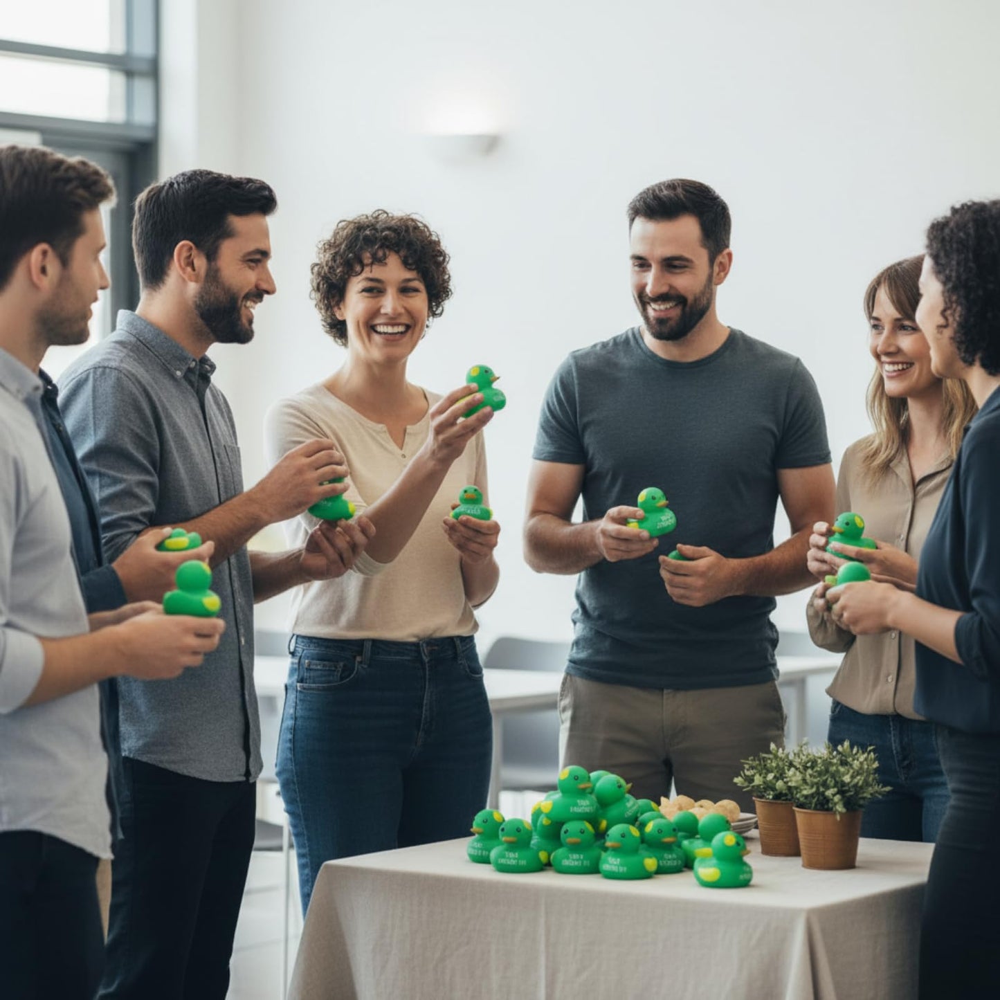 Deekin 24 Pcs Mental Health Rubber Duck Bulk Green Ribbon Mental Health Awareness Items Gifts for Self Care Adults Charity Office Therapist Favors