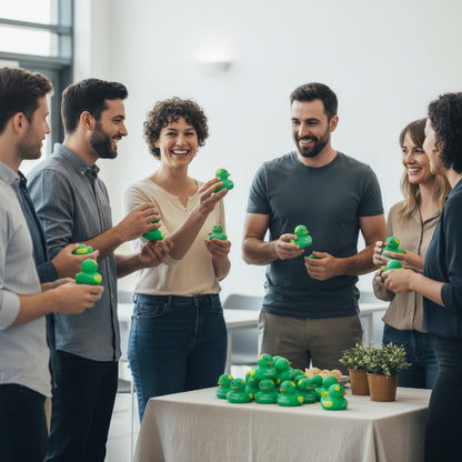 Deekin 24 Pcs Mental Health Rubber Duck Bulk Green Ribbon Mental Health Awareness Items Gifts for Self Care Adults Charity Office Therapist Favors
