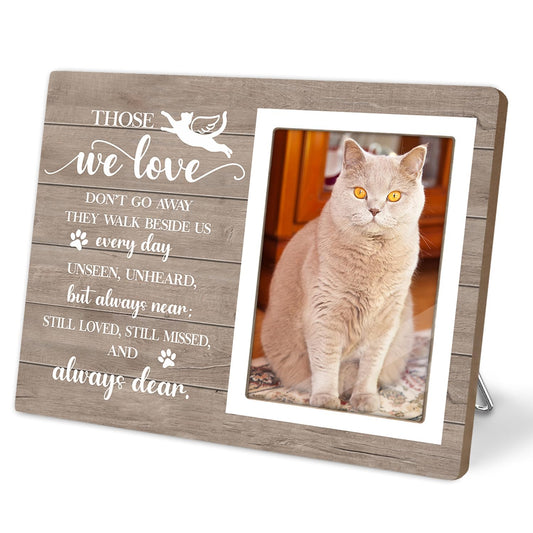 Cat Picture Frame, Cat Memorial Wooden Photo Frame, Pet Remembrance Gift, Sympathy Gift for Pet Owner, Cat Memorial Gifts for Loss of Cat, The Best Angels Have Wings and Whiskers