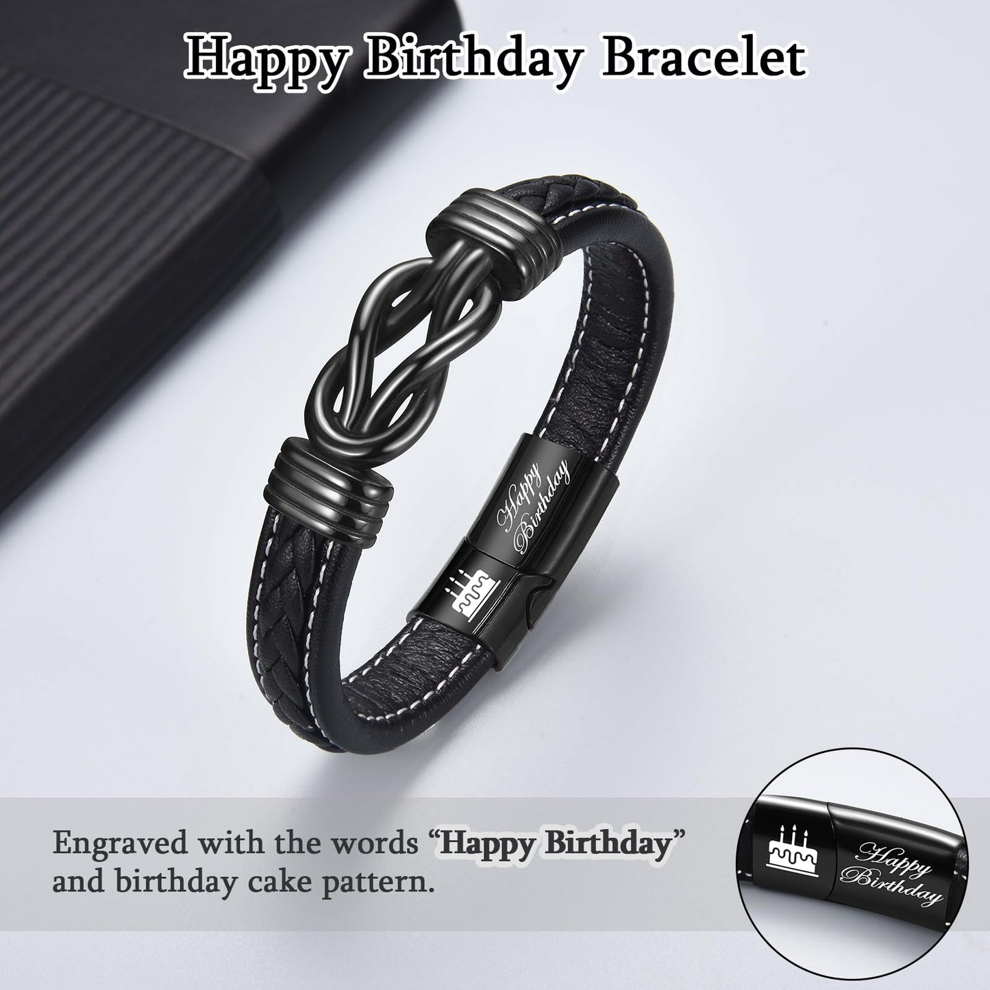 13th 16th 17th 18th 21st Birthday Gifts for Boys Him Male, Happy Birthday Leather Bracelet Gifts for 13 16 18 21 Year Old Boy Male Man Son Grandson Nephew Brother Friend with Sweet Birthday Card