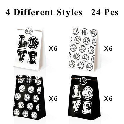 24pcs Volleyball Theme Party Supplies - Girls Volleyball Gift Bags with Decorations & Candy Bags