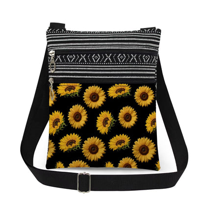 Sunflower Garden Crossbody Bag with Adjustable Strap Yellow Blooms Print Messenger Bag Sunflower Lover Zipper Wallet Christmas Gift for Friend Birthday or Mother's Day Gift for Women's