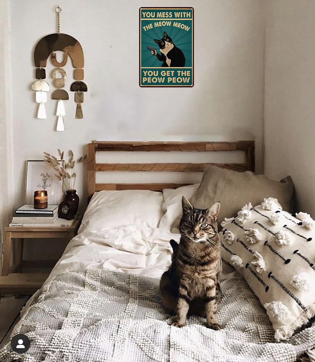 Funnysign Cat Lovers Gifts You Mess With Meow Mow Cat Tin Sign for Home Man Cave Bedroom Living Room Bathroom Decor 8 X 12 Inch (3995)
