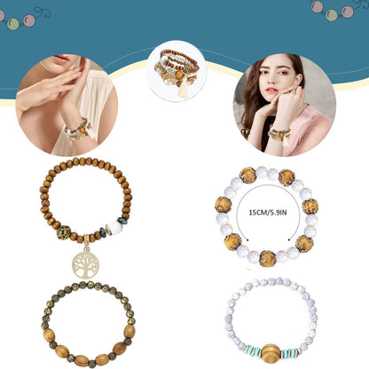 Tree of Life Bracelets for Women Bohemian Stretch Wood Beaded Bracelets for Women Boho Tassel Bracelet Multilayer Stackable Bracelets Christmas Birthday Jewelry for women.