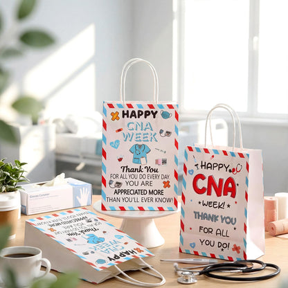 Gilprop 48 Pcs CNA Week Gifts Bags Bulk Double Sided CNA Thank You Bags Certified Nursing Assistant Appreciation Gift for Medical Journal Medical Assistant Nursing Student Graduation Retirement
