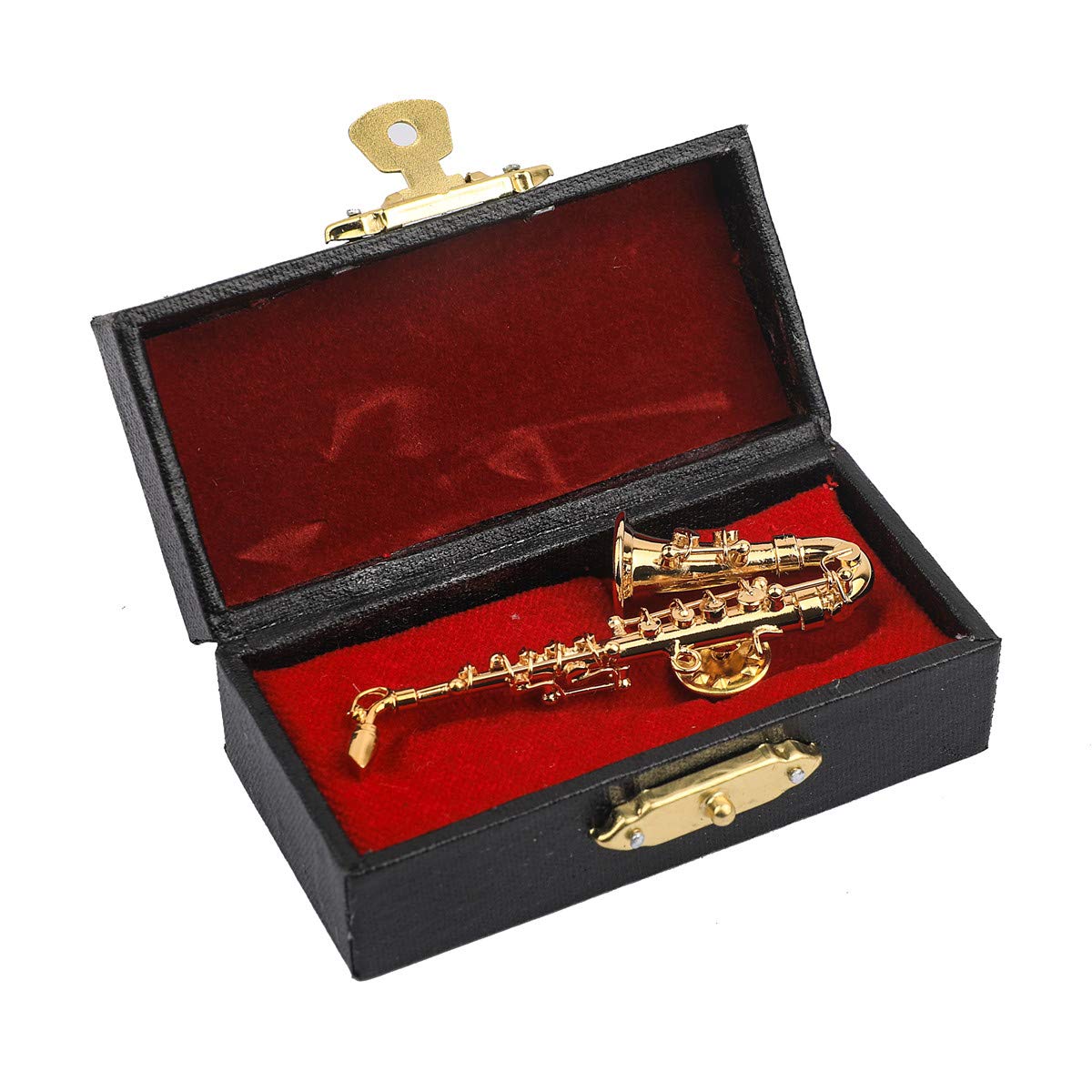 Miniature Musical Instrument Fashion Lapel Pin Mini Musical Instrument Brooch Model with Red Velvet Lined Instrument Case Christmas Birthday Gifts Decoration and Ornament for Men and Women