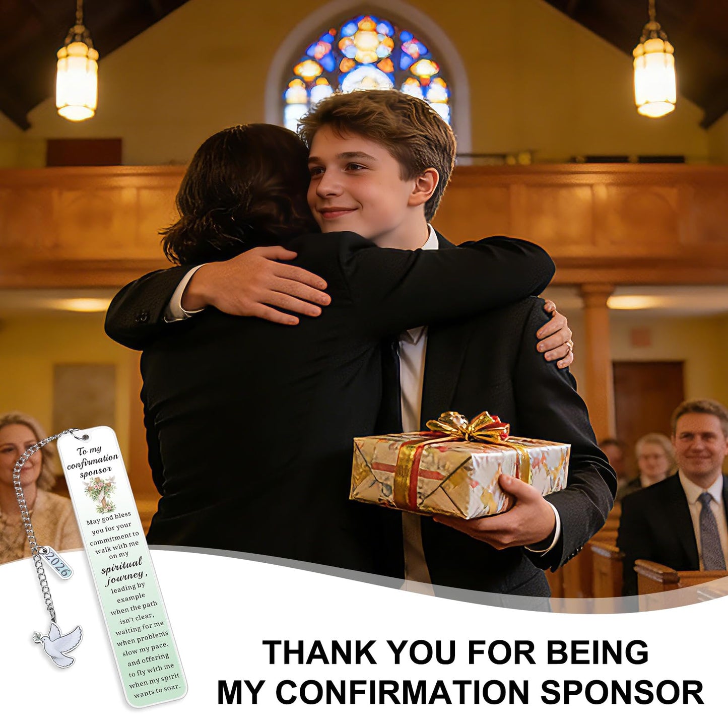 Confirmation Sponsor Gifts for Women, Thank You Bookmark Gift for Sponsors, Christian Catholic Confirmation Sponsor Gifts for Women Men, Appreciation Gift from Candidate, Easter Basket Stuffers