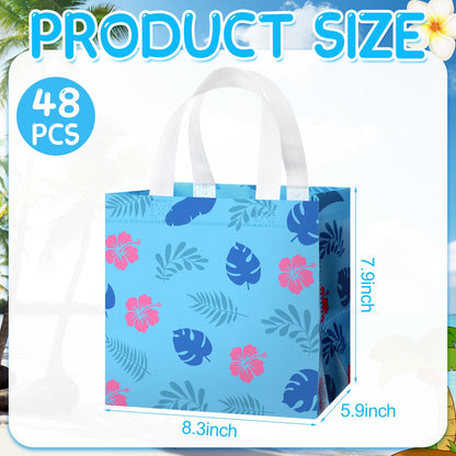 Sayglossy 48 Pcs Cute Cartoon Party Favor Gift Bags with Handle Cartoon Animation Non Woven Goodie Bags for Birthday Party Supplies Decorations(Hawaii Style)