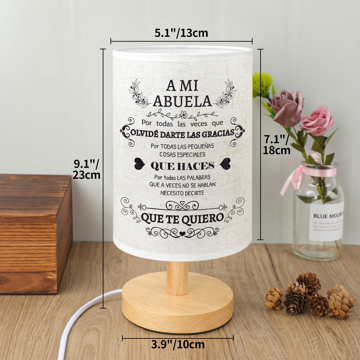 SOUHONEY Abuela Gifts Grandma Birthday in Spanish, Birthday Christmas Grandmother Gifts in Spanish for Grandma Lamp Mothers Day Fabric Desk Lamp Home Decor