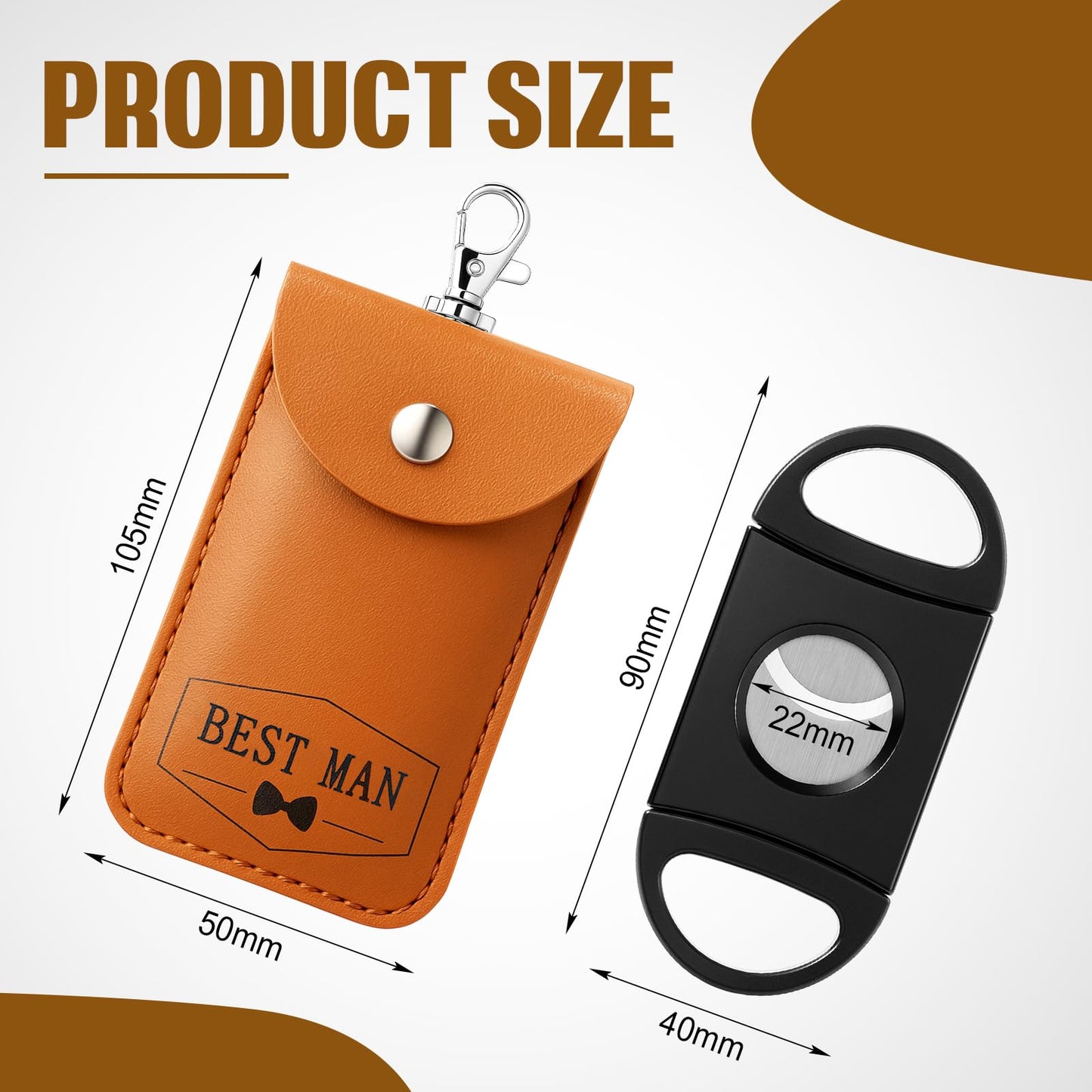 Lothee 7 Pack Groomsmen Gifts Set - 6 Groomsmen & 1 Best Man Leather Pouch Keychain with Stainless Steel Cutters - Wedding Party Favors Bachelor Proposal Box Fillers