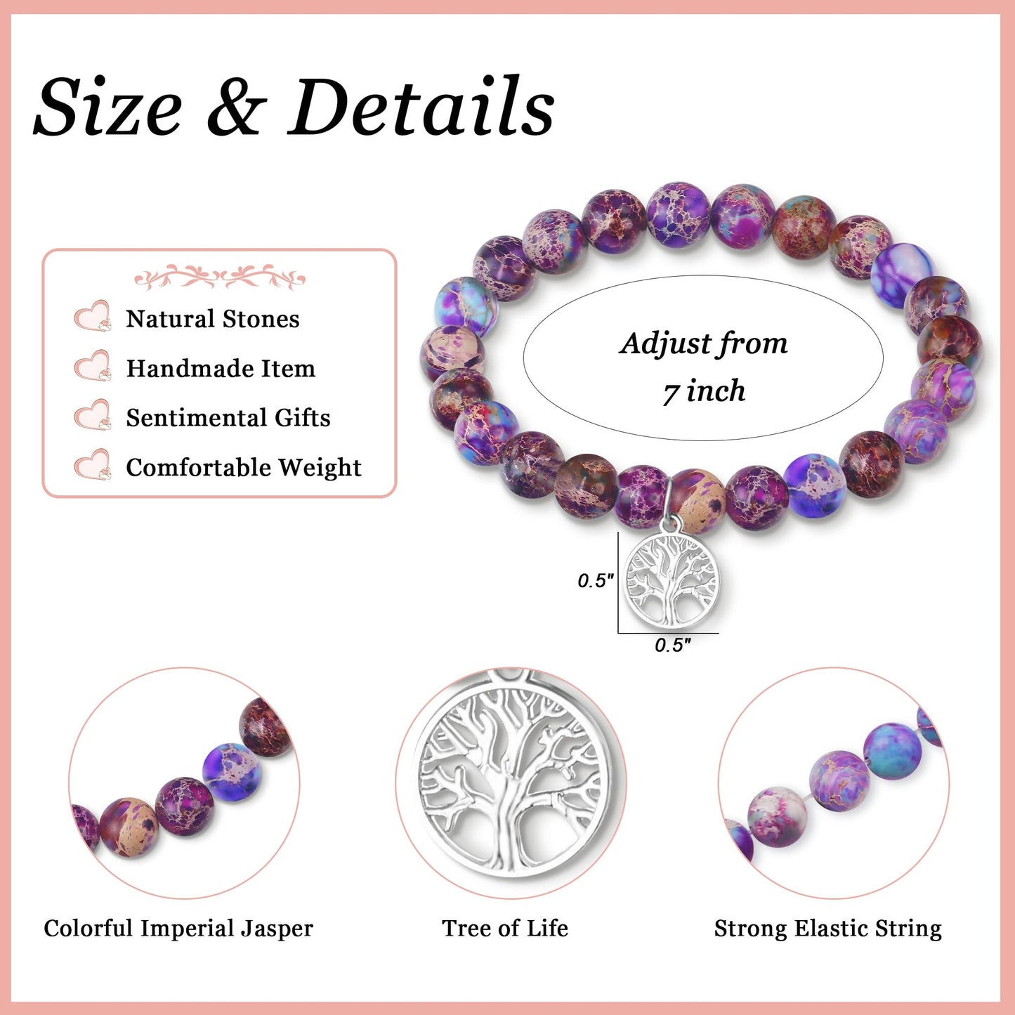 Sereney Birthday Gifts for Grandma Mom Bonus Mom, 60th 70th Birthday Gifts for Women as Grandmother Gifts, Bonus Mother Tree of Life Bracelet as Birthday Gift,Sister Bracelets for Women as Sister Gift
