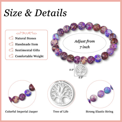 Sereney Birthday Gifts for Grandma Mom Bonus Mom, 60th 70th Birthday Gifts for Women as Grandmother Gifts, Bonus Mother Tree of Life Bracelet as Birthday Gift,Sister Bracelets for Women as Sister Gift