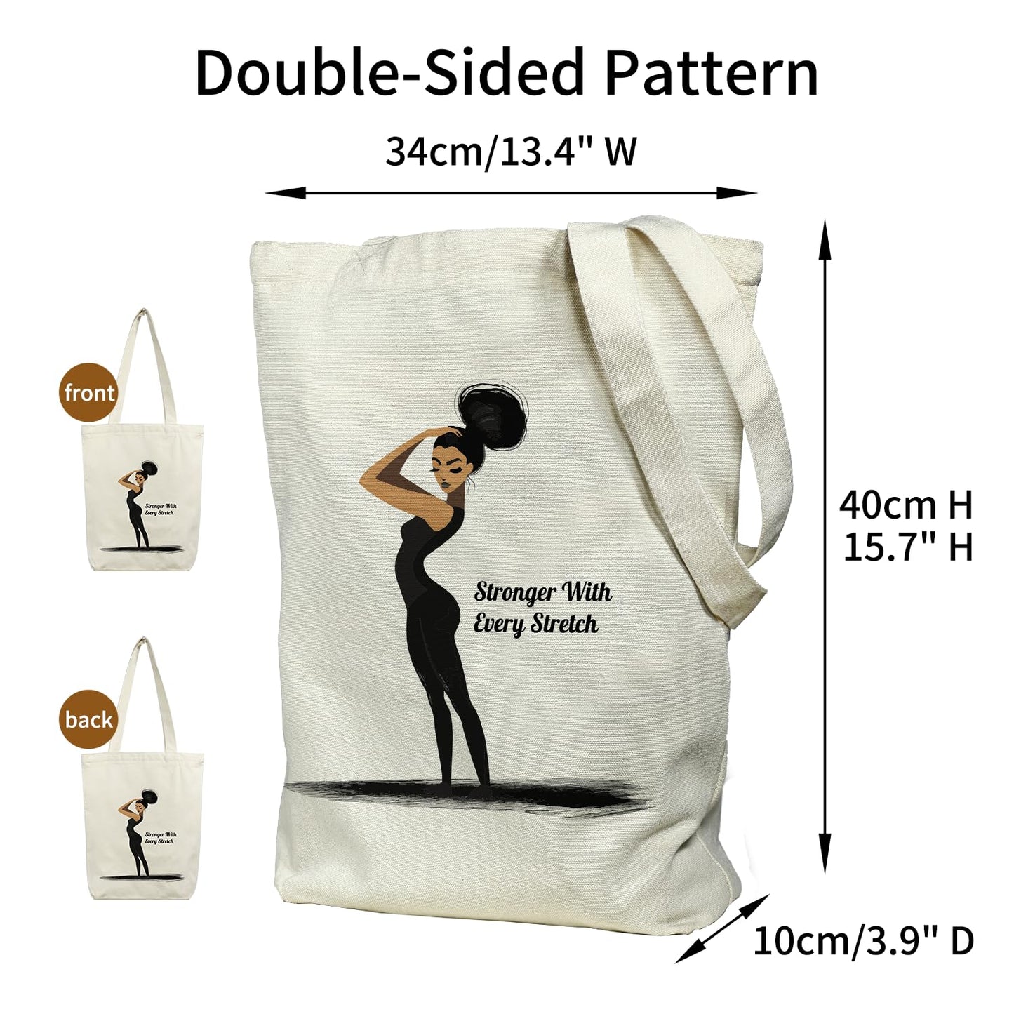 itgowisa Tote Bag for Women, Reusable Zippered Canvas Bag with Handles Pocket Thick Canvas, for Grocery Shopping Beach Gift